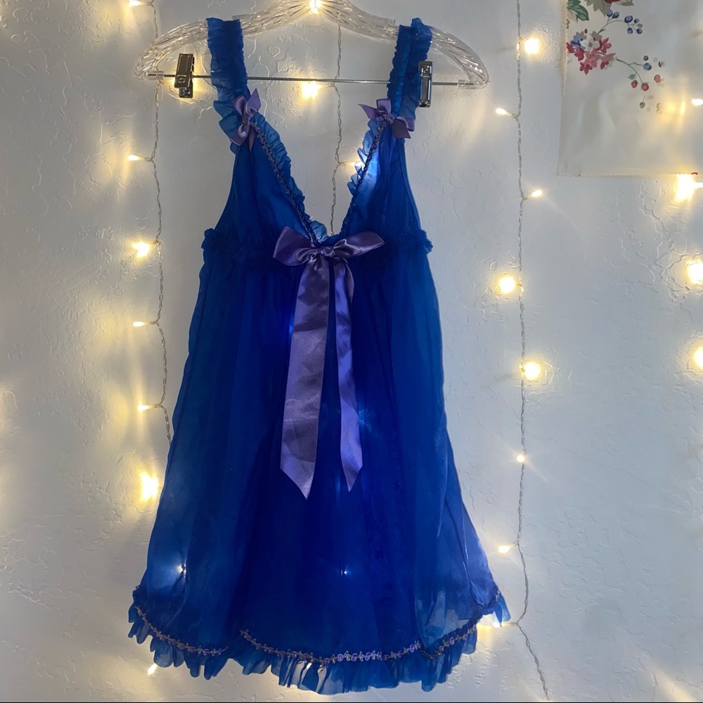 Victoria’s Secret Blue Embroidered Floral Chemise